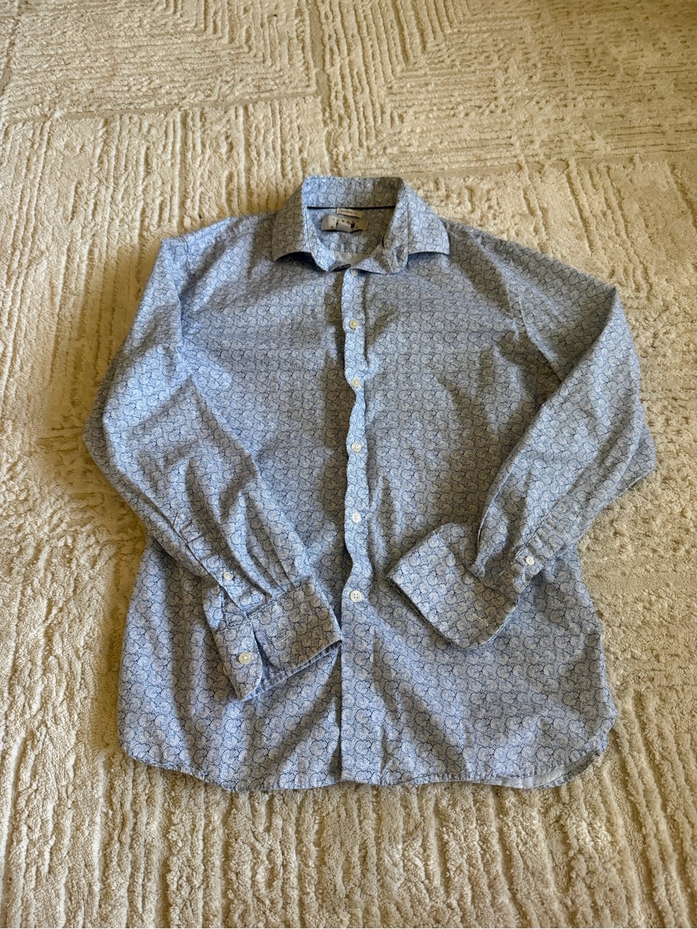 Joseph Abboud Men's Light Blue Patterned Dress Shirt
